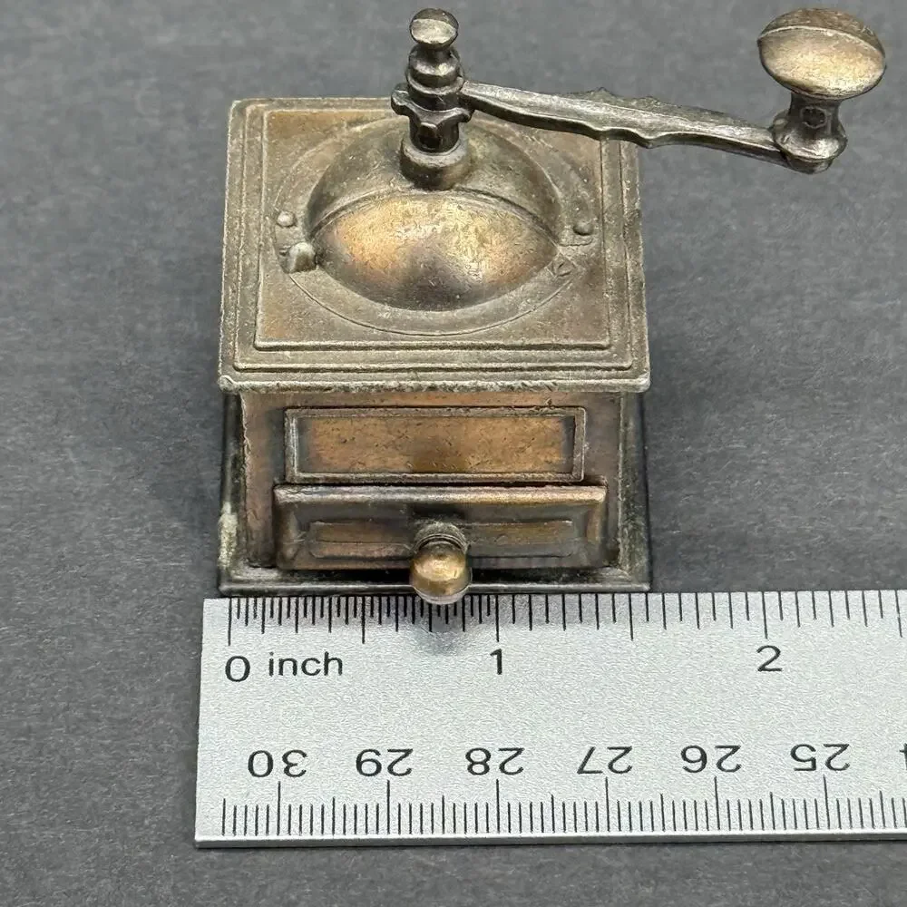 Vintage Die Cast Metal Bronze Coffee Grinder Collectible Pencil Sharpener
